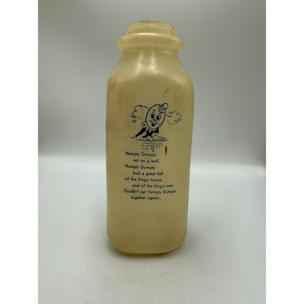Vintage Nursery Rhyme Plastic Milk Bottle Humpty Dumpty Jack Be Nimble 8 Inch
